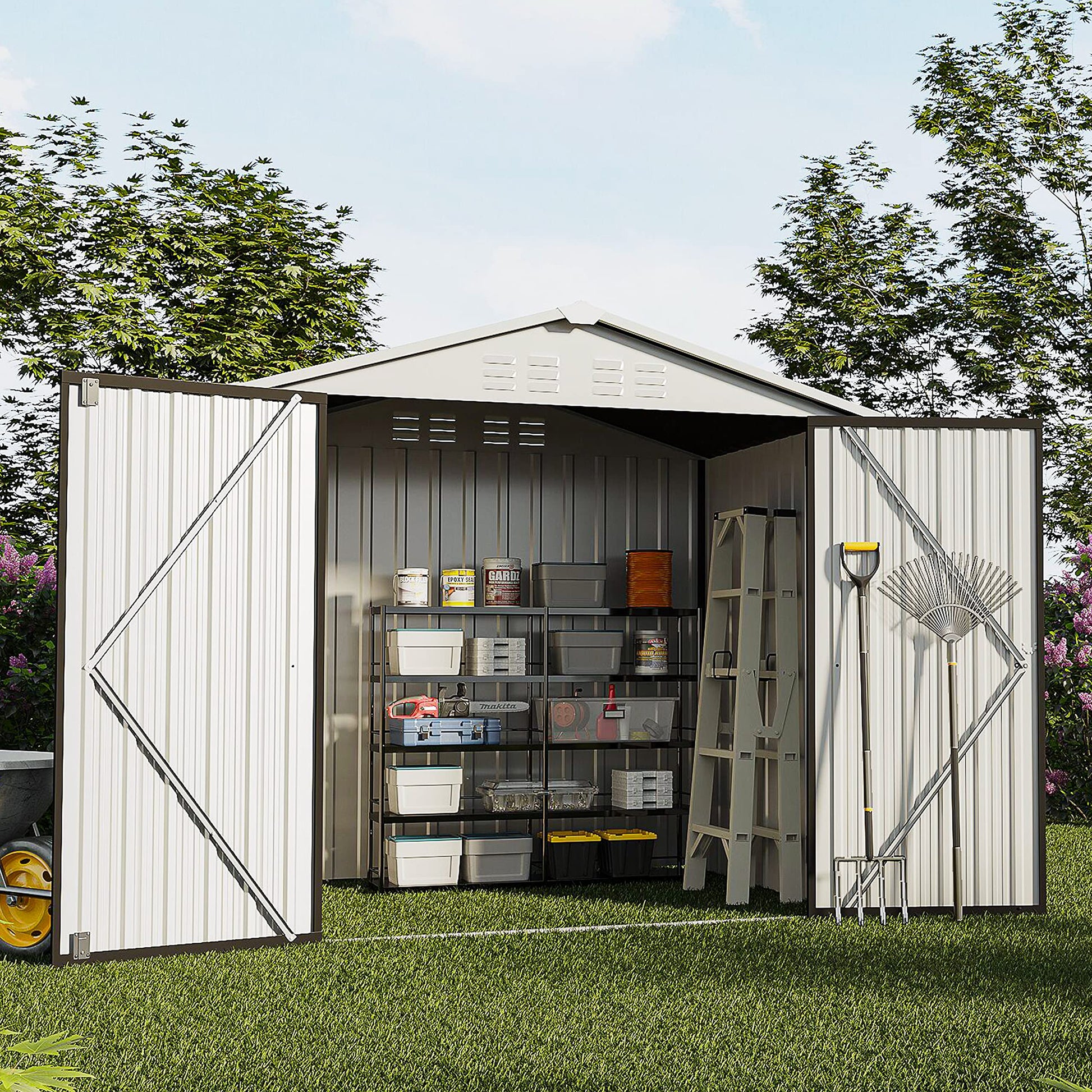 TOLEAD 6 x 4 FT Gray Metal Outdoor Storage Shed, Tool Sheds for Backyard Garden Patio Lawn with Water Proof, Large Heavy Duty Tool Sheds with Lockable Doors & Air Vent for Backyard Patio Lawn - WoodArtSupply