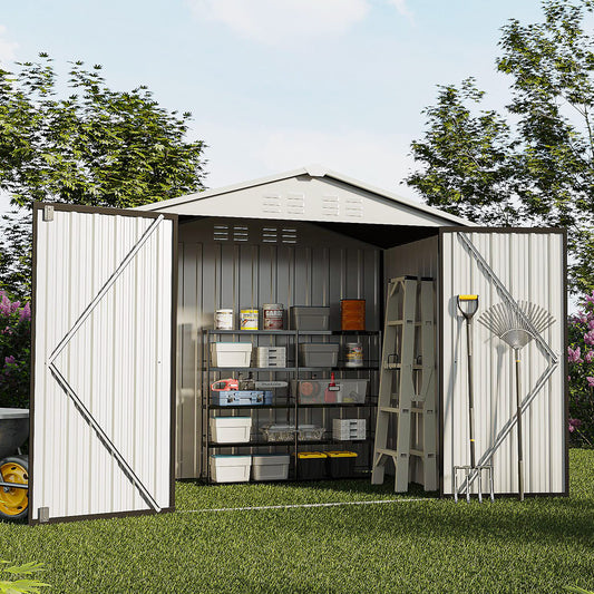 TOLEAD 6 x 4 FT Gray Metal Outdoor Storage Shed, Tool Sheds for Backyard Garden Patio Lawn with Water Proof, Large Heavy Duty Tool Sheds with Lockable Doors & Air Vent for Backyard Patio Lawn - WoodArtSupply