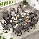 DWVO 4 Set Padded Outdoor Swivel Chairs, Exclusive Swivel Patio Chairs w/Sturdy Metal Frame & Cozy Padded High Back, All Weather Patio Swivel Chairs for Backyard Deck Garden, Gray DWVO