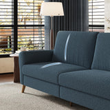 GarveeHome 84" Sofa, 3 Seater Couch for Living Room, Modern Loveseat, Boucle Sofa with Deep Seats, Wide Armrests, Wood Legs, Easy Assembly, Upholstered Comfy Sofa for Bedroom Office, Dark Blue GarveeHome