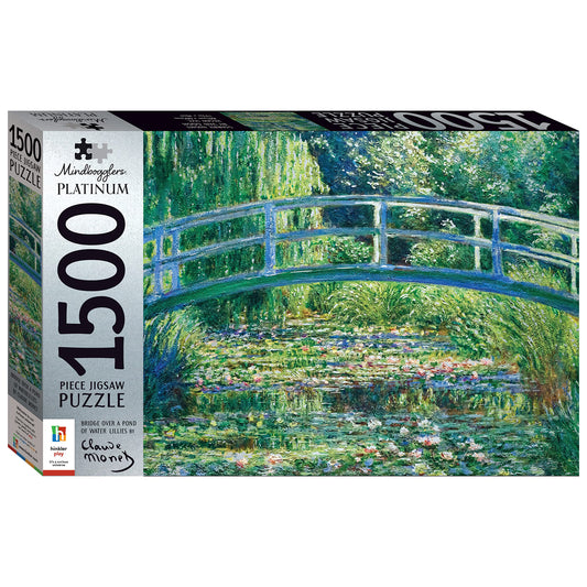 Hinkler Mindbogglers Platinum 1500-Piece Jigsaw Puzzle: Bridge Over a Pond of Water Lilies by Monet - Jigsaws for Adults -Deluxe Jigsaw Puzzles - 33x26in - Intricate Puzzles -Advanced Jigsaws-Hobbies