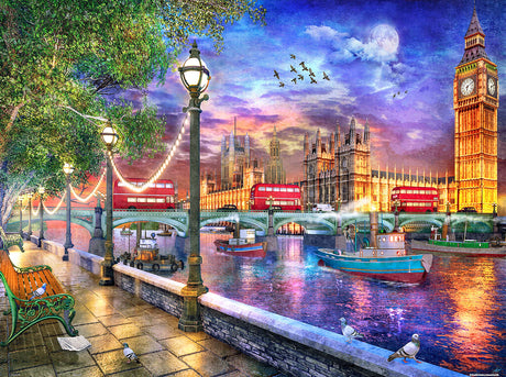Pintoo Jigsaw Puzzles 1200 Piece for Adults - Dominic Davison - Evening Sunset at Parliament, London Beautiful Plastic Puzzle for Home Decor Zero Dust Easy Storage [H2775] Pintoo
