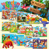 Puzzles for Kids Ages 4-8, 14 Pack Wooden Jigsaw Puzzles 30 Pieces Preschool Educational Learning Toys Set for Toddler Boys and Girls Stocking Stuffers OCTERIC