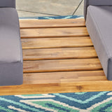 Christopher Knight Home Nora Outdoor Acacia Wood Chat Set, Teak Finish and Dark Gray Christopher Knight Home