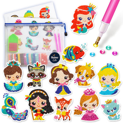 Halmolife Diamond Art Kits for Kids Boys and Girls Ages 6 7 8-12 Easy to DIY Creative Diamond Art Princesses Stickers Craft by Numbers Kits for Kids and Adult Beginners