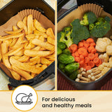 Air Fryer Paper Liners, 120Pcs Air Fryer Disposable Liners, Non-Stick and Oil Proof for Easy Cleanup, 8” Square for 5-8 qt Basket by Baker's Signature Baker's Signature