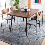 SAFAVIEH Madison Collection Area Rug - 12' Square, Navy & Silver, Glam Ogee Trellis Distressed Design, Non-Shedding & Easy Care, Ideal for High Traffic Areas in Living Room, Bedroom (MAD604G) SAFAVIEH