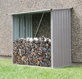 Hanover Indoor or Outdoor Firewood Rack, Open Wood Shed, Wood Storage Sheds, Galvanized Steel Outdoor Storage Box, 5.3-Ft. x 3.75-Ft. x 5-Ft., Stainless Steel Backyard Shed Hanover