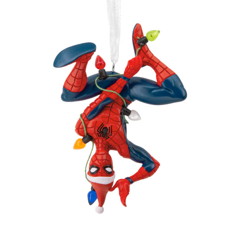 Hallmark Marvel Spider-Man Hanging from Lights Christmas Ornament, Gifts for Marvel Fans Hallmark