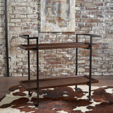 Christopher Knight Home Gerard Industrial Wooden Bar Cart, Dark Walnut Finish / Black Christopher Knight Home