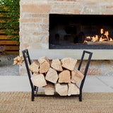 FireProof Pros Firewood Rack Outdoor and Indoor Firewood Storage with Kindling Wood Hooks. 25.6in Double Coated Fire Wood Rack. Waterproof Rustproof Stable Log Holder and Fireplace Decor Organizer FireProof Pros