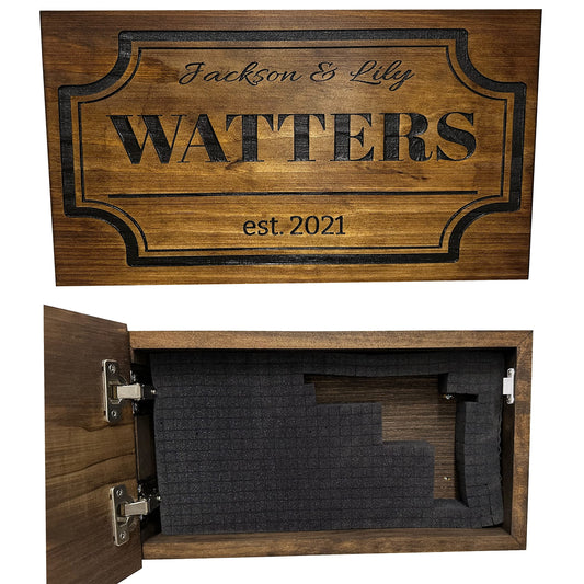 Bellewood Designs Hidden Gun Storage, Personalized Concealment Shelf with Family Name, Last Name and Established Date (Provincial) - WoodArtSupply