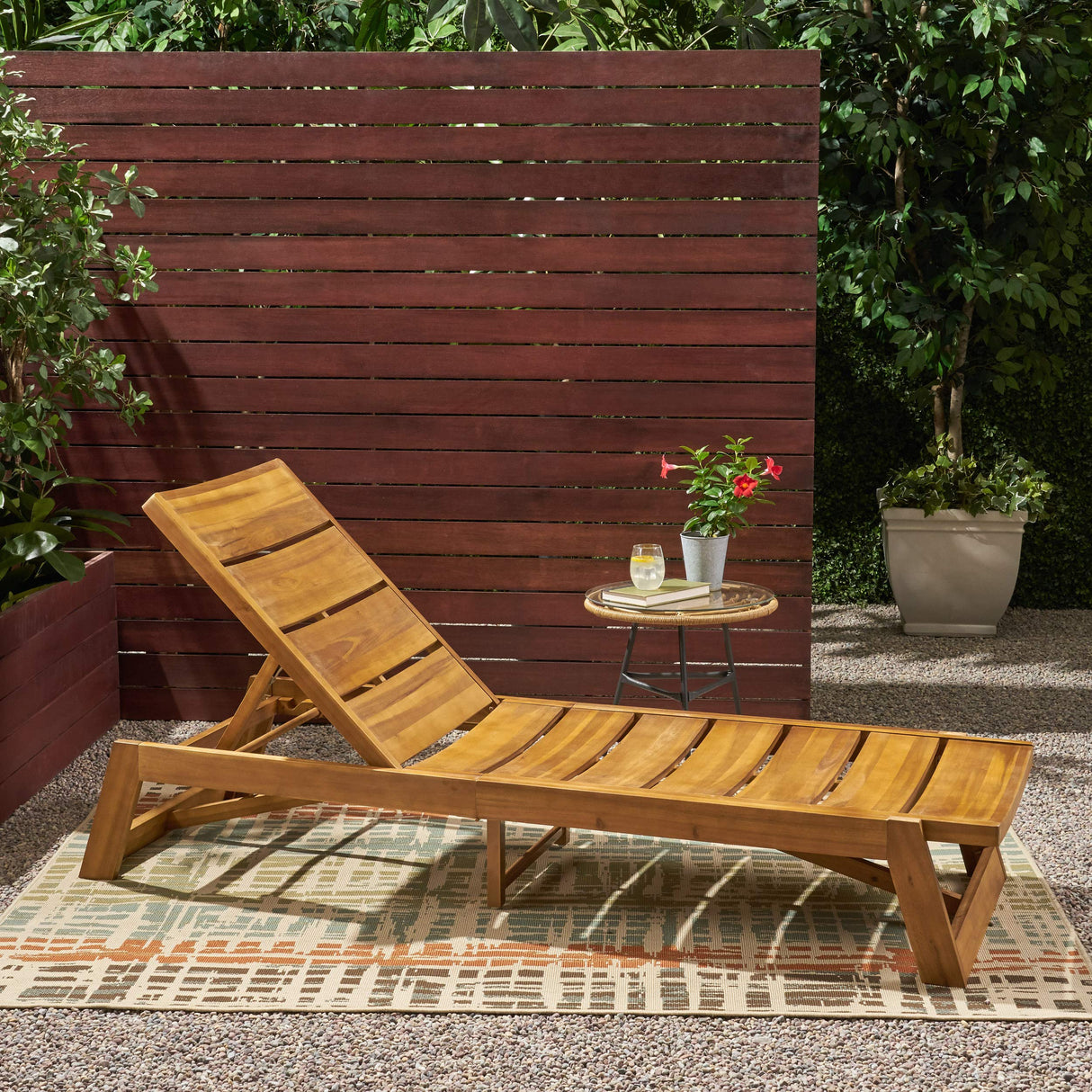 GDFStudio Outdoor Wood and Iron Chaise Lounge, and Yellow GDFStudio