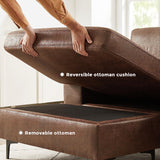 VANOMi 100" Sectional Couch for Living Room, Modern Faux Leather Modular Sectional Sofa 3-Seater Convertible Sofa with Chaise for Apartment, Right/Left-L-Shaped, Dark Brown VANOMi