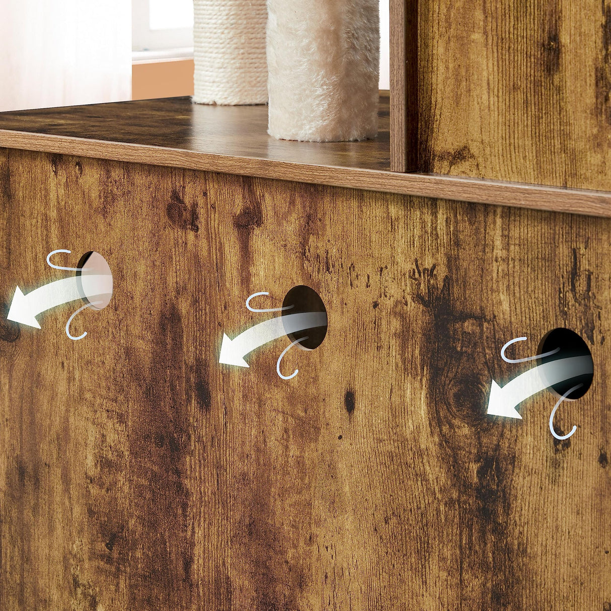 Yaheetech Litter Box Enclosure with Cat Tree, All-in-one Indoor Cat House w/Scratching Posts, Wooden Cat Litter Box Furniture w/Cat Condo, Platform, Rustic Brown/Beige Yaheetech