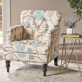 Christopher Knight Home Harrison Fabric Tufted Club Chair, White / Blue (29.5"D x 28"W x 33.5"H) Christopher Knight Home