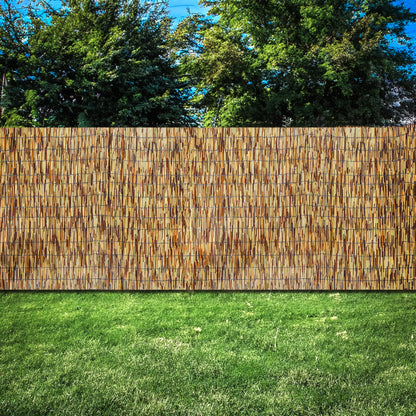 Trademark Innovations Bamboo Fence for Patio Privacy Balcony Privacy Patio Bamboo Privacy Screen Reed Fencing 16.4FT x 5FT (Brown)