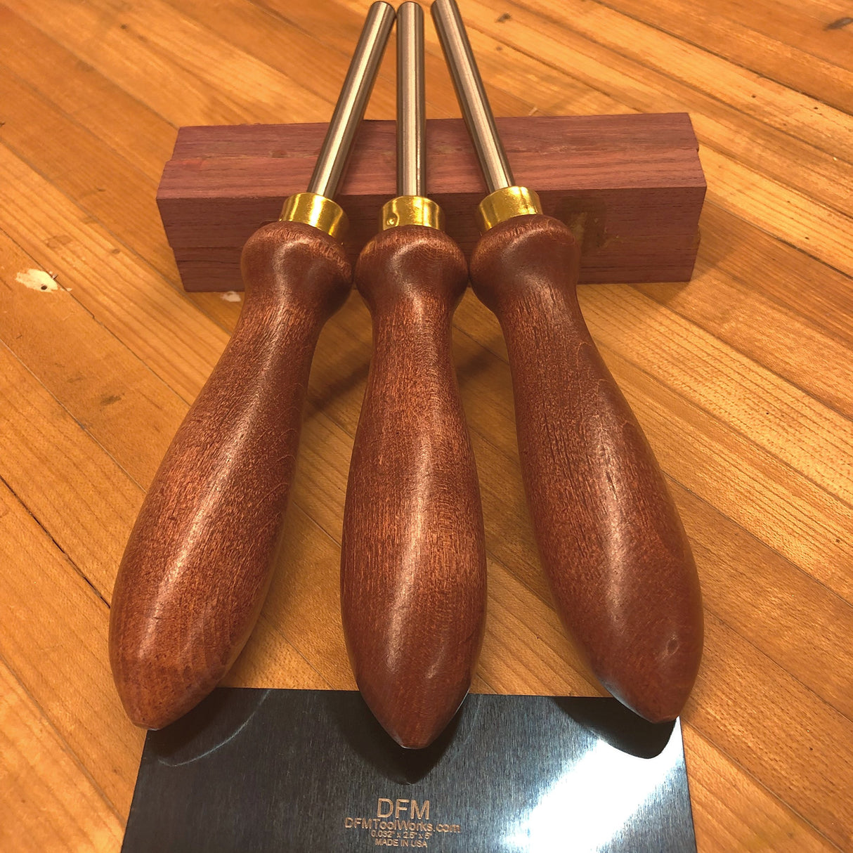 DFM Tool Works Cabinet Scraper Burnisher Tool - with Hard Maple Handle and Super Hard High Speed Steel Rod - Ideal for Card Scraper Burnishing and Woodworking Applications - Made in USA DFM Tool Works