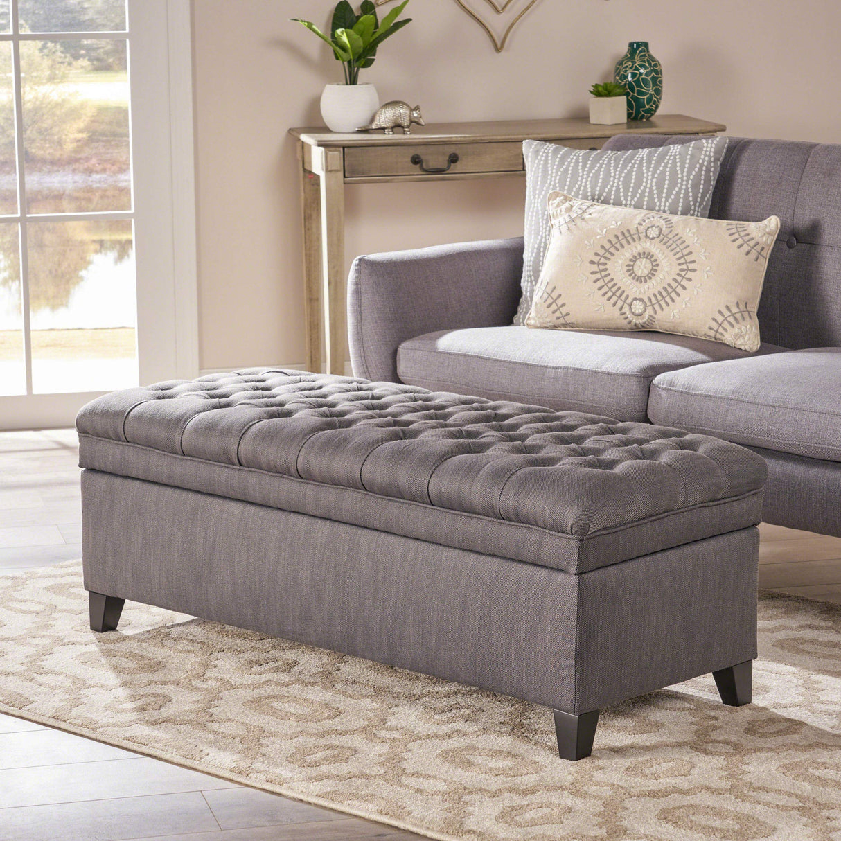 Christopher Knight Home Juliana Fabric Storage Ottoman, Gray Christopher Knight Home