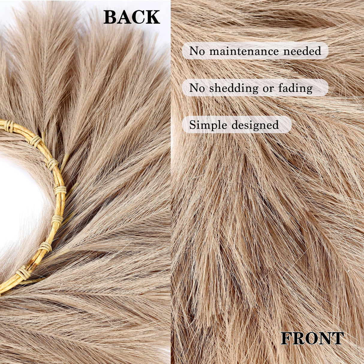 Sggvecsy Pampas Grass Wreath 26’’ Faux Pampas Wreath for All Seasons Artificial Pampas Wreath Christmas Decor Boho Wall Decor for Front Door Farmhouse Fall Autumn Xmas Spring Wreath Decoration (Brown) Sggvecsy