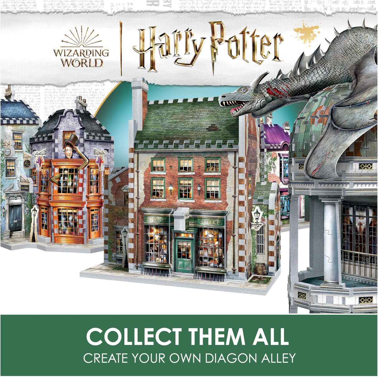 Wrebbit3D Harry Potter 3D Puzzle Model of Borgin and Burkes | Diagon Alley Collection |270 Jigsaw Puzzle Pieces | Build and Journey Through The Wizarding World Wrebbit