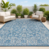 JONATHAN Y Weave Floral Indoor Outdoor Area Rug 8X10 Navy/Gray, Tela Bohemian Textured for Backyard, Patio, Porch, Easy-Cleaning, High Traffic, Pet-Friendly, Non-Shedding (SMB100B-8) JONATHAN Y