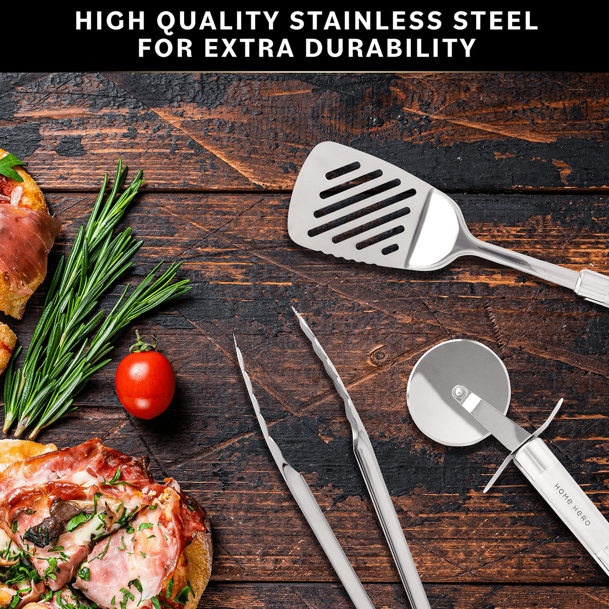 Home Hero 54 Pcs Stainless Steel Kitchen Utensils Set - Nonstick Stainless Steel Cooking Utensils Set - Heat Resistant Kitchen Essentials & Metal Kitchen Gadgets (54 Pcs) Home Hero