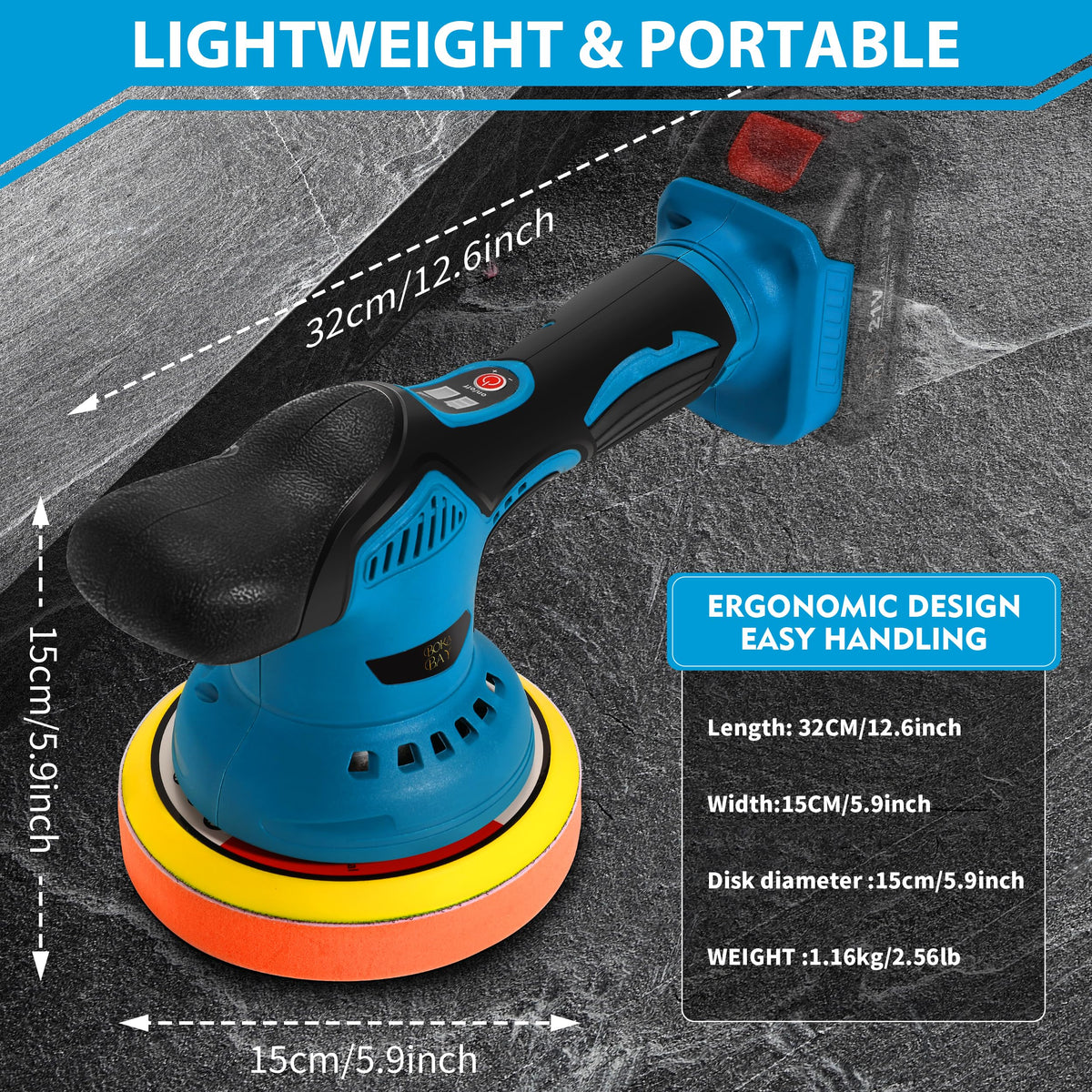 Boka Bay Cordless Car Buffer Polisher Kit with 21V 2x2000mAh Batteries & 9 Pcs Attachments, Car Polisher with 8 Variable Speed 2800-5500RPM, Orbital Polisher for Detailing, Sanding, Scratch Removing Boka Bay