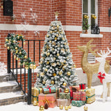 Yaheetech 6ft Premium Snow Flocked Artificial Christmas Tree Hinged Pine Full Holiday Xmas Tree for Home Office Party Decoration with 820 Branch Snow Tips and Metal Stand Yaheetech
