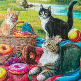 300 Piece Puzzles for Adults Large Piece - Large Jigsaw Puzzles for Kids and Seniors - Picnic Kittens and Donut Mulic