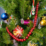 Ornativity Wooden Christmas Garland Decorations - Rustic Wood Beaded Christmas Tree Decorations Garland Bead Strand Xmas Holiday Decor (Cranberry Red) 8'6" Ornativity