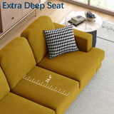 WiberWi 87 inch Couches for Living Room, Comfy 3 Seater Sofa with Deep Seat, Modern Corduroy Couch with Wide Armrests, Upholstered Backrests with Removable Cover, Mustard WiberWi