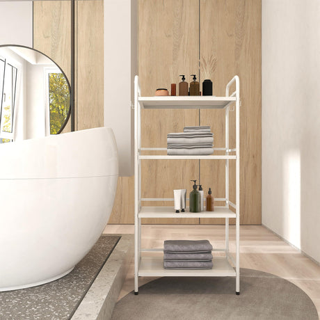 HDANI Storage Shelves, 4-Tier Metal Storage Rack with Shelf,Shelf Organizer,Garage Standing Shelving Unit for Laundry,Bathroom,Kitchen,Pantry, Closet,23.6''W X 13.8''D X 50 H''H,White HDANI
