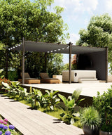 GarveeLife 12x20 Ft Aluminum Pergola, Outdoor Metal Pergola with Adjustable Canopy, Reinforced Frame Outdoor Shelter for Backyard, Garden and Deck - Gray GarveeLife