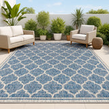 JONATHAN Y Moroccan Trellis Indoor Outdoor Area Rug 8X10 Navy/Gray, Trebol Textured Weave for Backyard, Patio, Porch, Easy-Cleaning, High Traffic, Pet-Friendly, Non-Shedding (SMB109D-8) JONATHAN Y