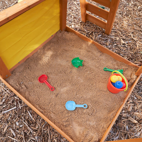 KidKraft Brightside Wooden Swing Set with Café Area and Stools KidKraft