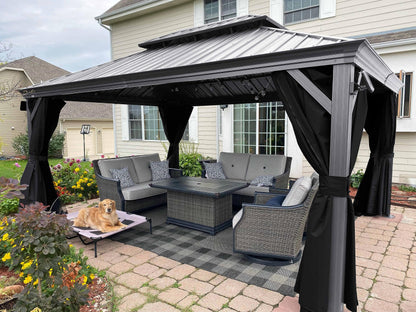 PURPLE LEAF 12' x 16' Hardtop Aluminum Gazebo with Double Metal Roof Heavy Duty Permanent Gazebo for Patio Deck Lawn Garden All Weather Outdoor Pavilion Gazebo, Light Grey - WoodArtSupply