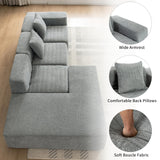 Merax 116.5" Minimalist Cloud Sectional Couch with L-Shape Chaise, Gray Modern Modular Sofa with Deep Seat, Convertible 4 Seat Sleeper Couches Set for Living Room, No Assembly Required, Grey Merax