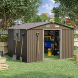 10FT x 8FT Outdoor Storage Shed, Waterproof, Lockable Door Metal Tool Shed with Sliding Door and Air Vents, Storage House for Gardening Tools, Metal Storage Shed for Garden, Backyard, Lawn RTDTD