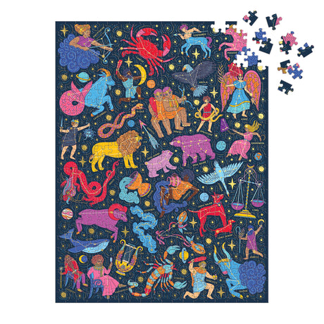 Galison Constellations 101: Stargazing – 500 Piece Book Puzzle with Beautiful Zodiac and Constellation Artwork Packaged in Magnetic Keepsake Book Sized Box Galison