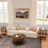 PADMA HOUSE 33.5" Round Wood Coffee Table, 2-Tier Solid Wood Rounded Circle Accent Coffee Table Center Cocktail Table Vintage Furniture for Home Living Room Bedroom,Espresso Brown 3338NC PADMA HOUSE