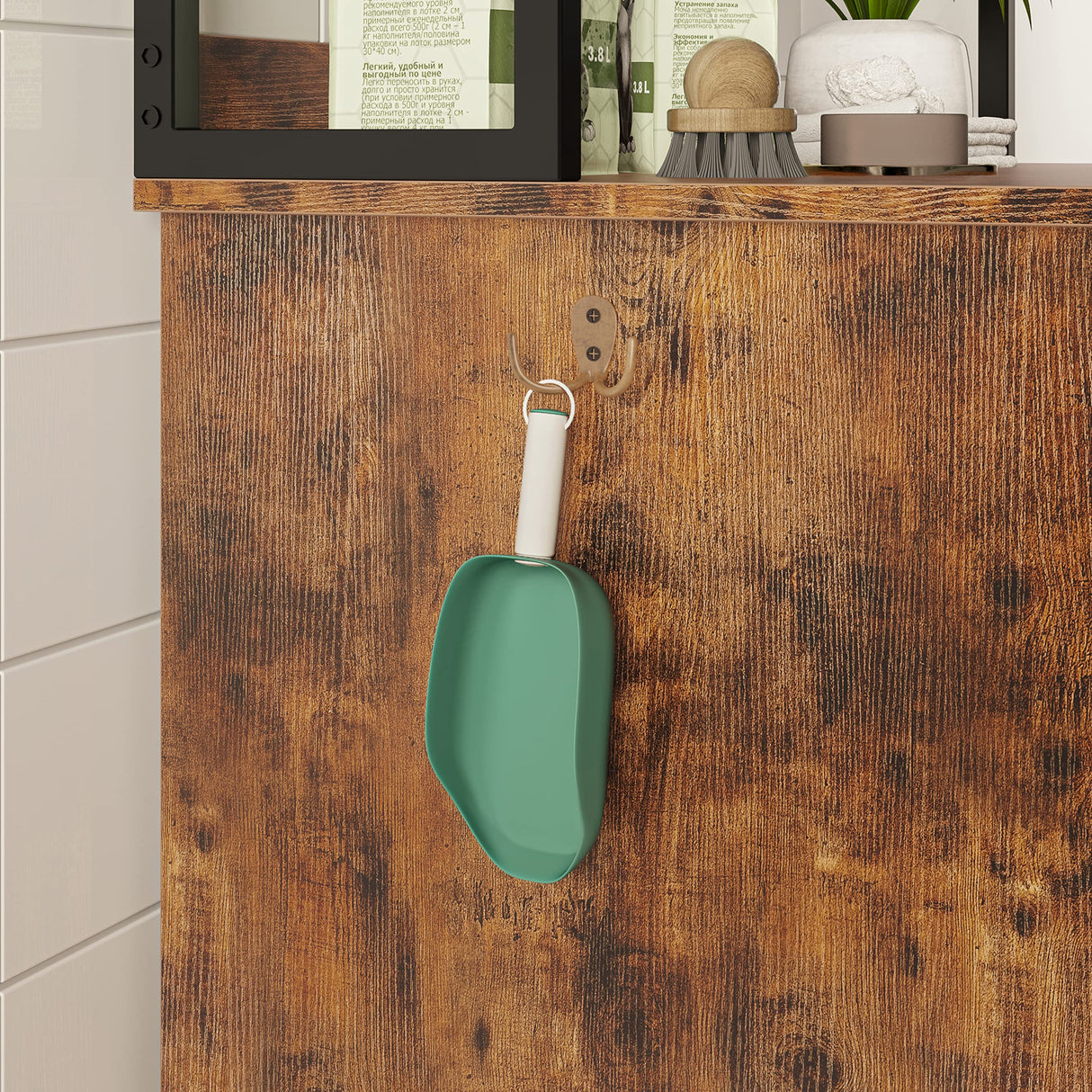 IRONCK Litter Box Enclosure with 4 Shelves and Doors, Large Wood Cat Litter Box Furniture Hidden with Storage and Scratch, Fit Most of Litter Box, Vintage Brown IRONCK