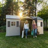 Lifetime Outdoor Storage Shed, 15x8 Ft, Desert Sand, Resin Backyard Tool Shed with Lockable Doors and UV-Protected Panels Lifetime