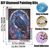 GMETINC Diamond Painting Kits for Adults, Crow DIY 5D Diamond Art Kits Full Drill Diamond Dots Paintings with Diamonds Gem Art and Crafts Home Decor 12x16inch GMETNIC
