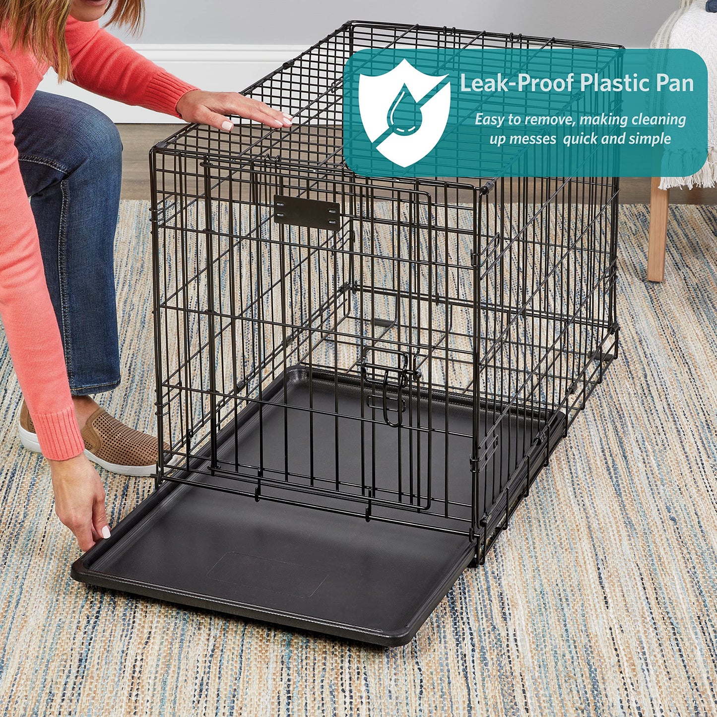 MidWest Homes for Pets Newly Enhanced Double Door iCrate Dog Crate, Includes Leak-Proof Pan, Floor Protecting Feet, Divider Panel & New Patented Features - WoodArtSupply