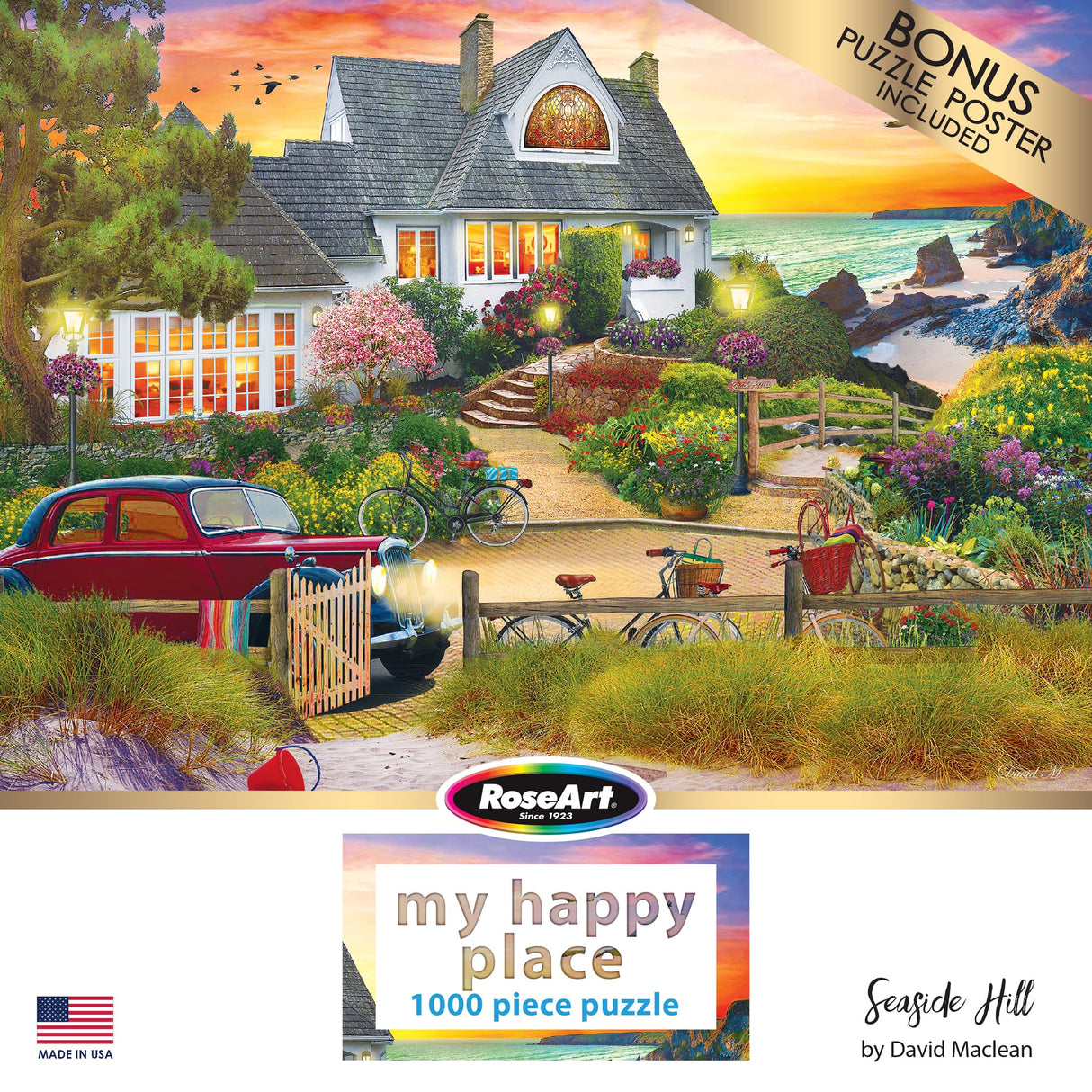 RoseArt - My Happy Place - Seaside Hill - 1000 Piece Jigsaw Puzzle for Adults RoseArt