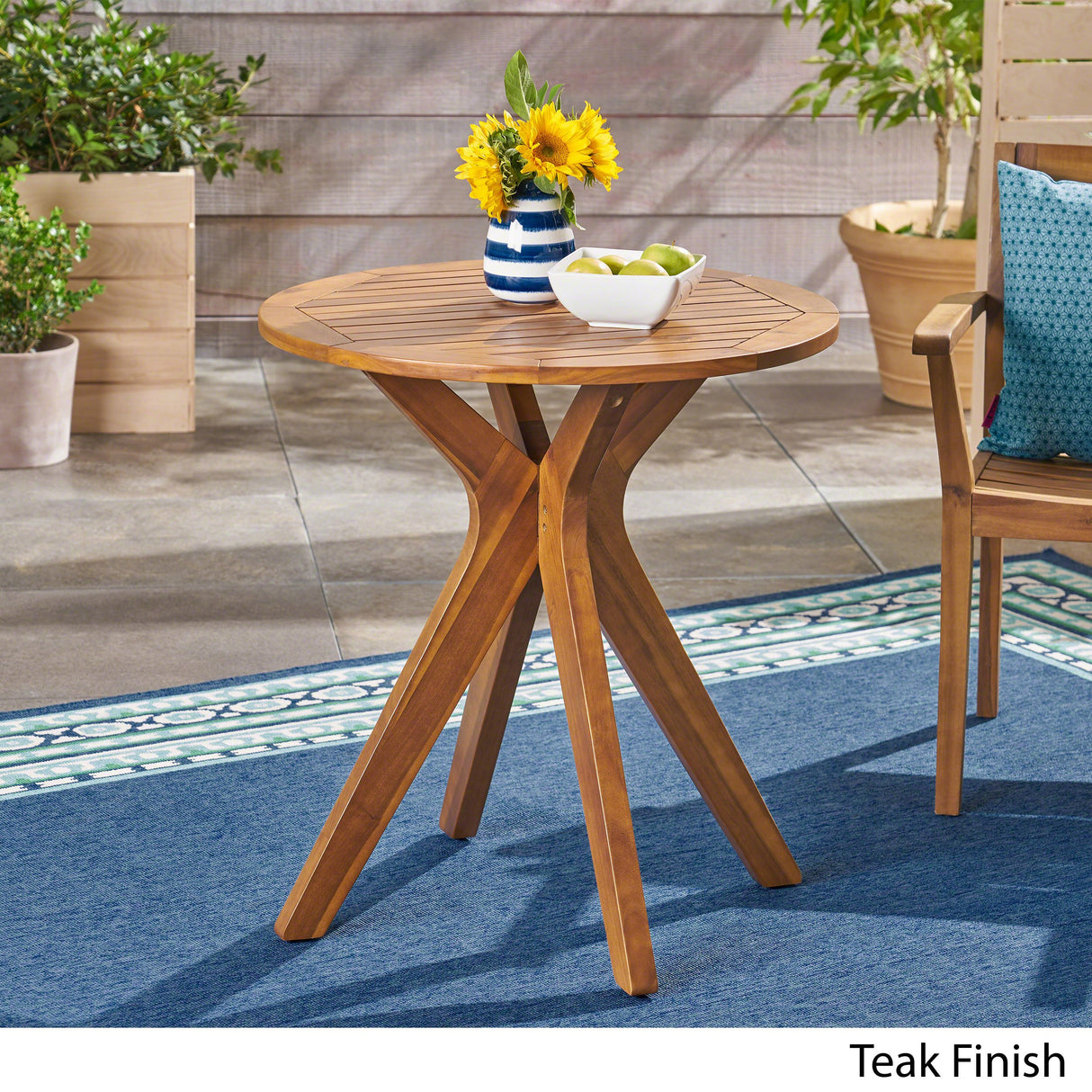 Christopher Knight Home Brigitte Outdoor Round Acacia Wood Bistro Table with X Legs, Teak Christopher Knight Home