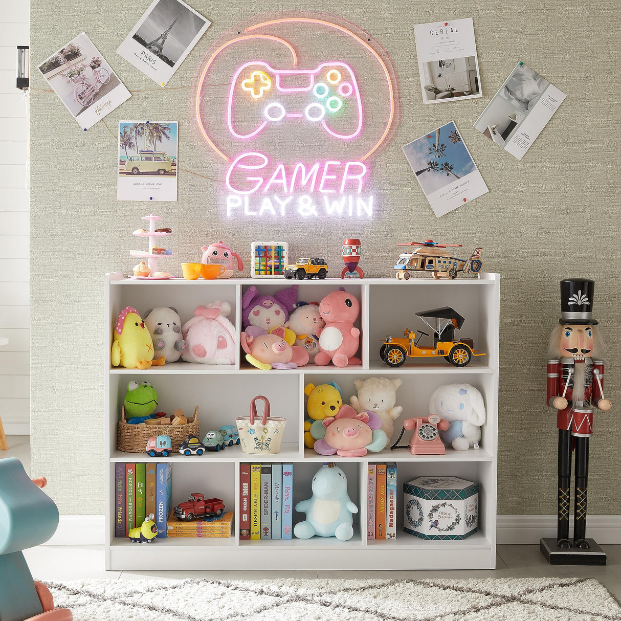 Elegant 3-Tier White Wooden Bookshelf with 8 Sections and Anti-Tilt Device Onirw