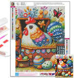 Easter Chicken Diamond Art Kits for Adults-Easter Eggs Diamond Painting Kits for Adults, DIY 5D Spring Full Drill Gem Art Crafts Kits for Home Wall Decor 12x16 in Axquilon