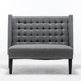 46" Small Modern Loveseat Settee Sofa 2-Seat Sofa Couch Tufted Love Seat Dining Bench with Nail Head Trim Back Banquette Sofas for Living Room Small Space Entryway Hallway Slate Tongli